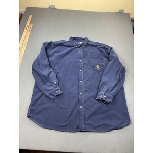 Vintage Disney Store Winnie The Pooh Shirt Mens 2XL Blue Corduroy Button Up